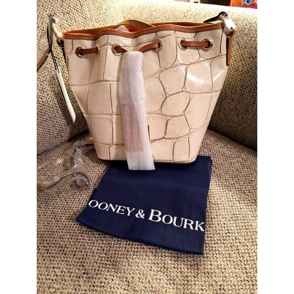 Dooney & Bourke Large Croc Drawstring in BONE SERENA CROSSBODY - Picture 1 of 15